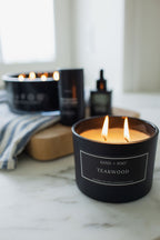 Teakwood 12 oz scented candle | Shop Sand + Fog