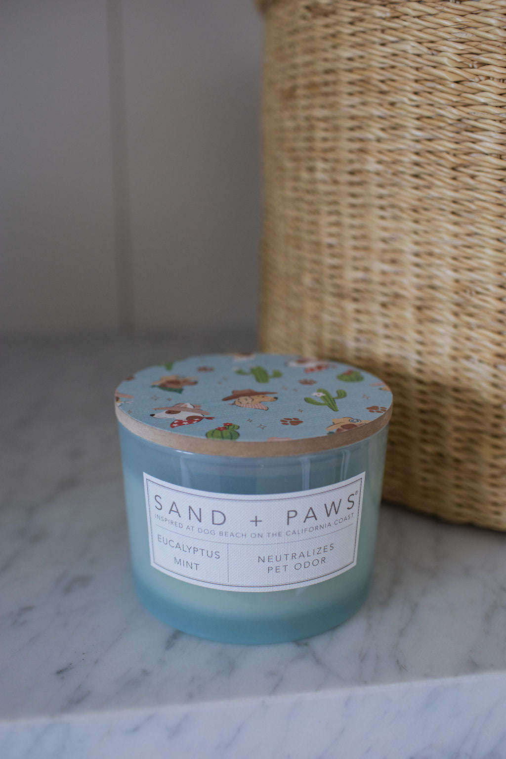 Sand + Paws Eucalyptus Mint 12 oz scented candle | Shop Sand + Paws