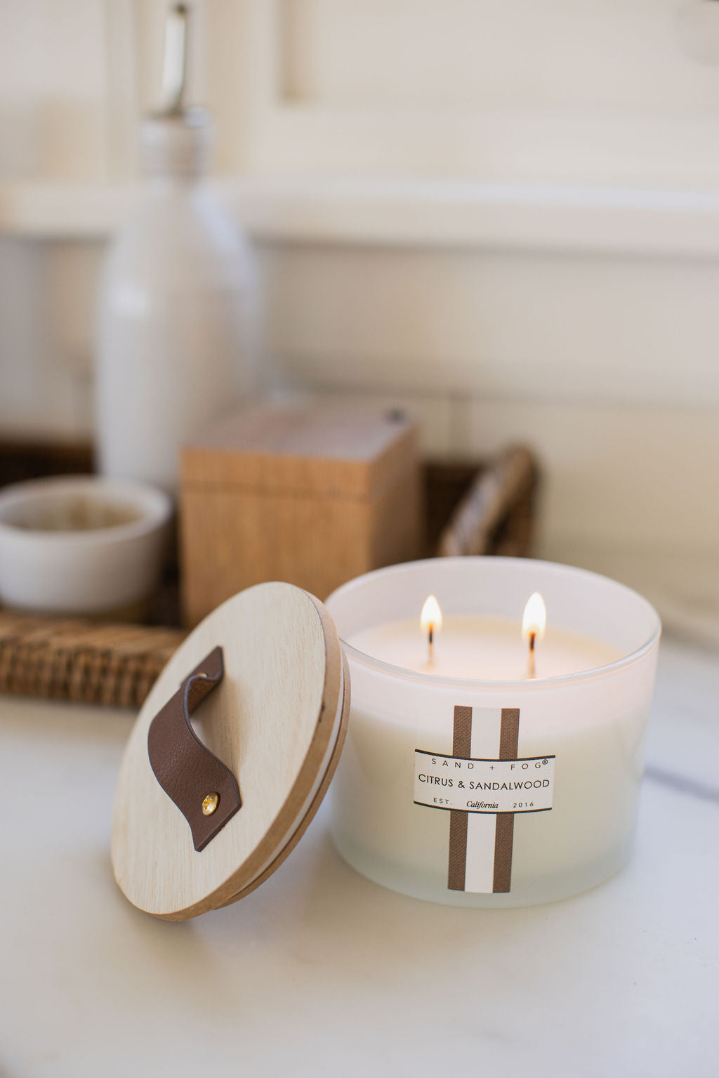 Citrus & Sandalwood 12 oz scented candle | Shop Sand + Fog