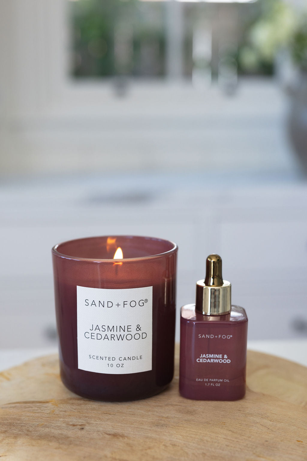 Jasmine & Cedarwood 10 oz scented candle | Shop Sand + Fog