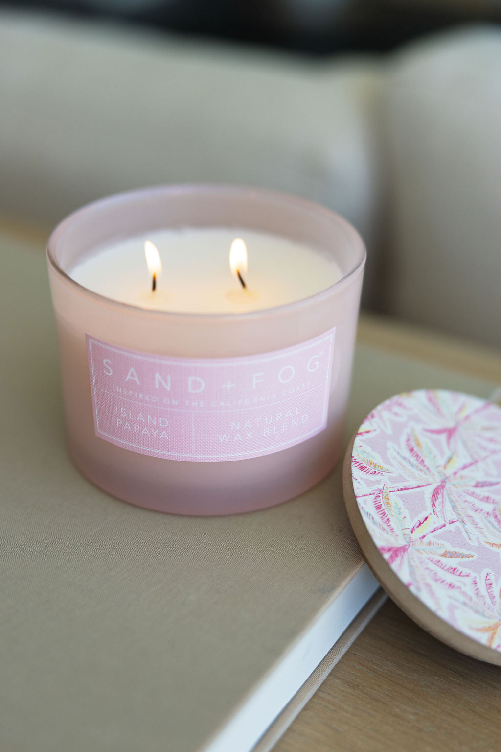 Island Papaya 12 oz scented candle | Shop Sand + Fog
