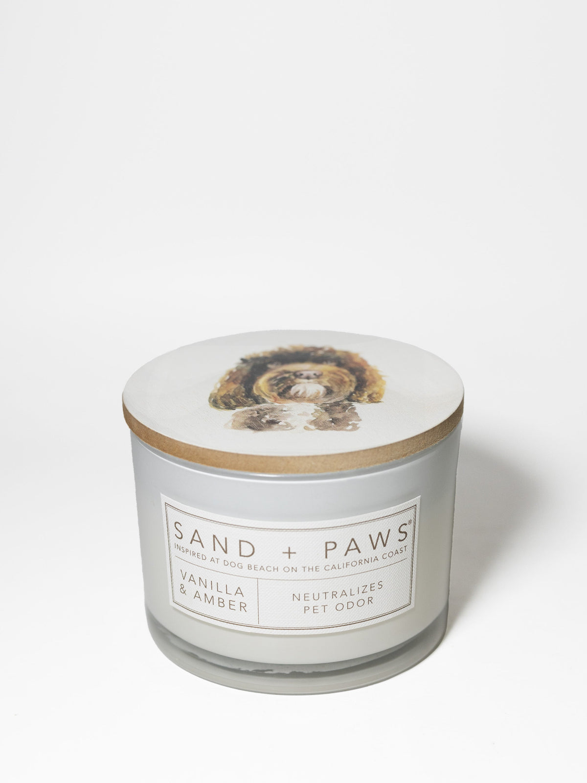 Sand + Paws Vanilla & Amber 12 oz scented candle | Shop Sand + Paws