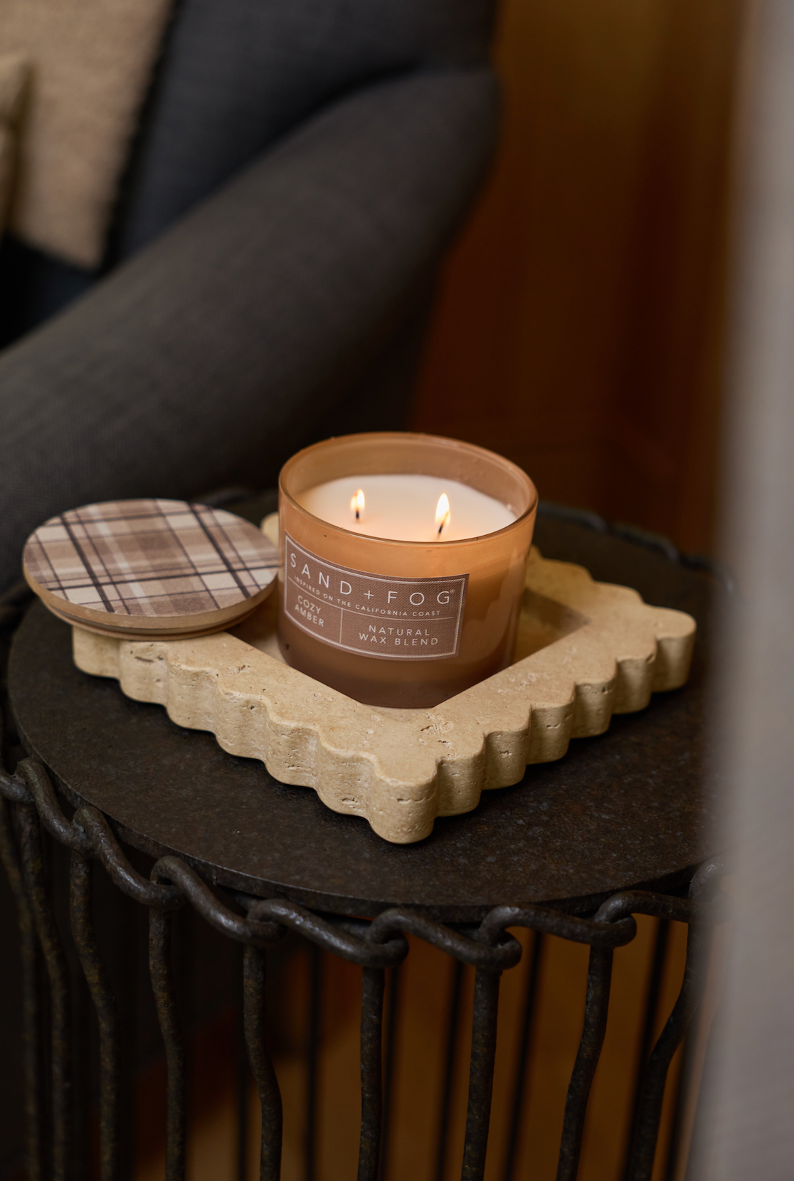 Cozy Amber 12 oz scented candle | Shop Sand + Fog