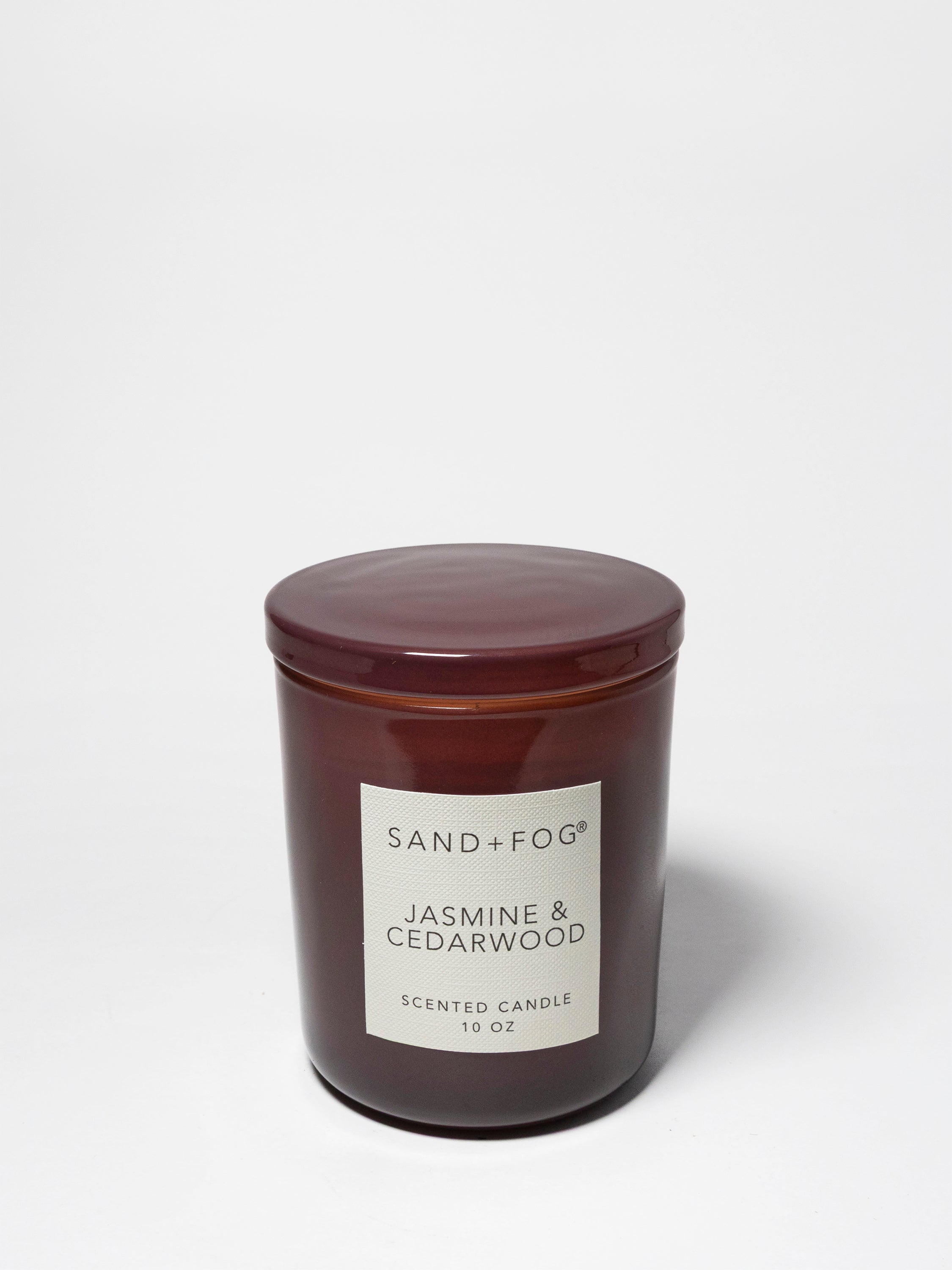 Jasmine & Cedarwood 10 oz scented candle | Shop Sand + Fog